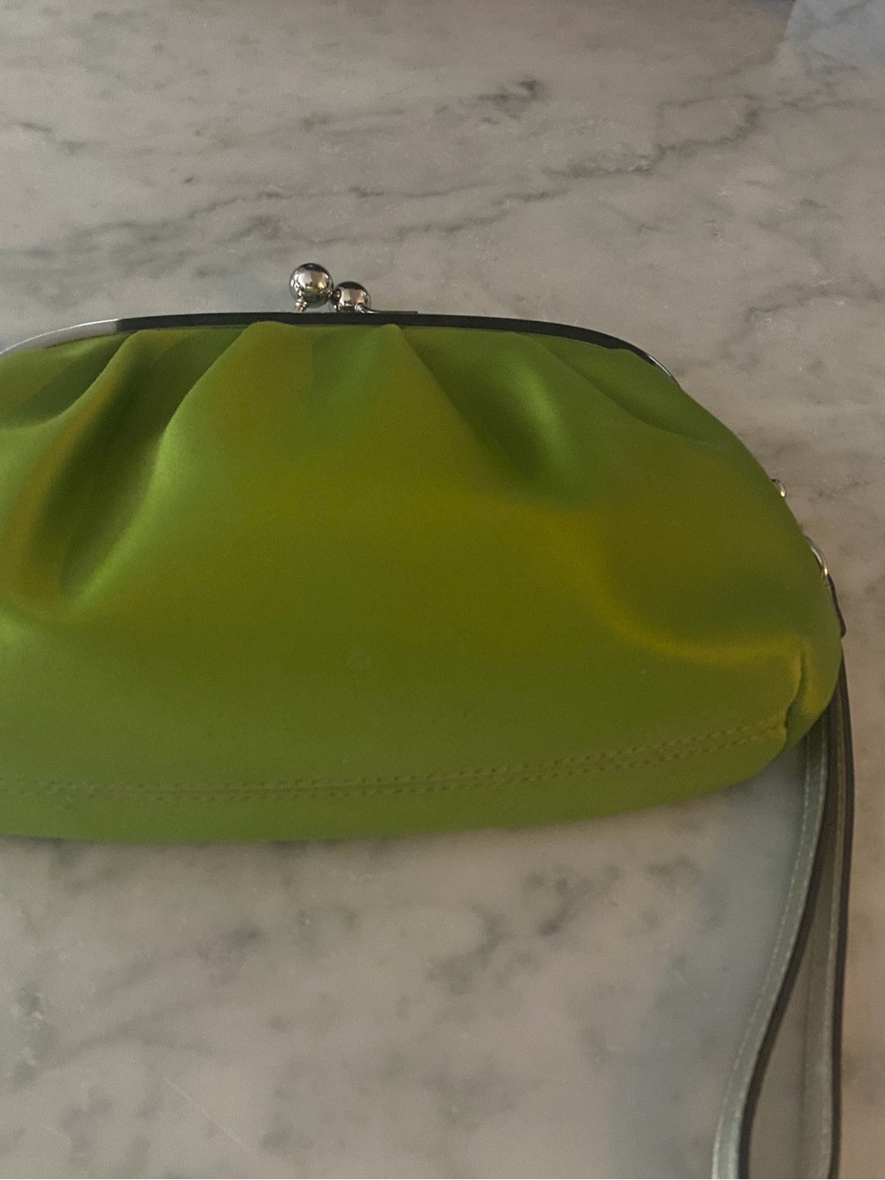 Coach Lime Green Satin Kiss-Lock Wristlet Clutch - Picture 3 of 8